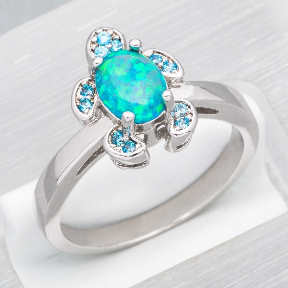 Blue Gemstone Turtle Ring